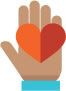 an icon of a hand with heart